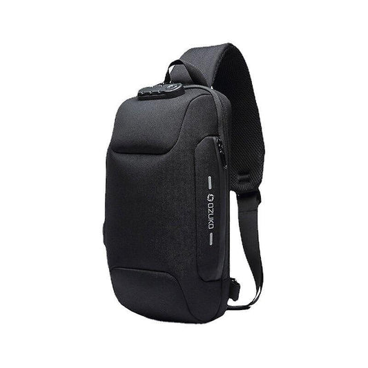 Ozuko Anti-Theft USB Casual Crossbody Bag - Black