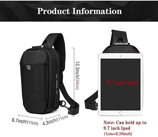 Ozuko Casual Anti-Theft USB Charging Crossbody Bag - Black