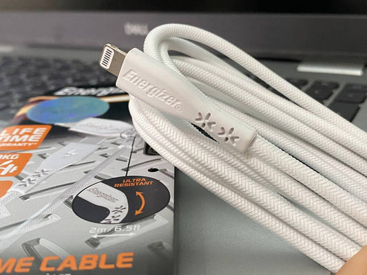 كابل Energizer USB-C إلى Lightning بطول 1.2 متر، أبيض
