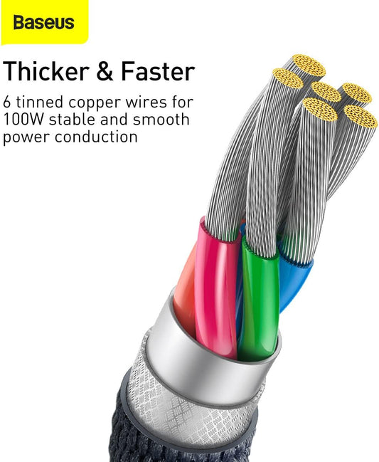 Baseus crystal shine series fast charging data cable usb to type-c 100w 1.2m