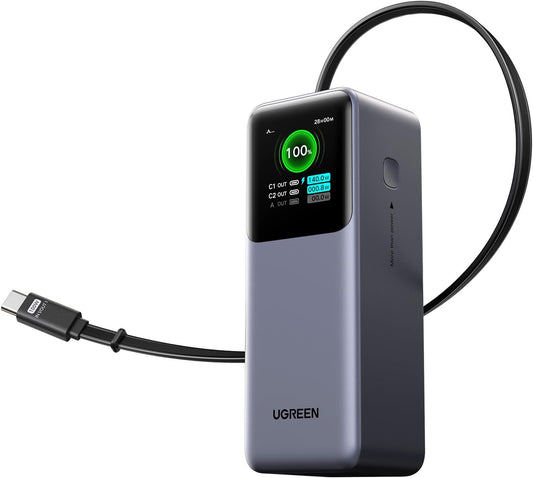 UGREEN Nexode Power Bank 20000mAh 165W with Retractable USB-C Cable