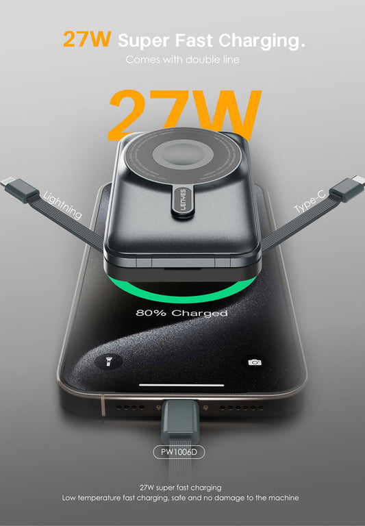 lenyes powerbank 27w wireless