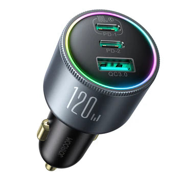 JR-CCN07 120W 3-Port (2PD+1QC3.0) Car Charger
