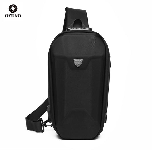 Ozuko Casual Anti-Theft USB Charging Crossbody Bag - Black