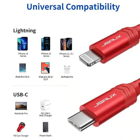 Jsaux Type-C To iphone Cable mfi certified 3m - Red