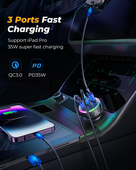 Joyroom 70W Usb C Car Charger Dual Pd35W And Qc3.0 Super Fast Charging  3ports