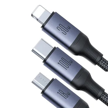 joyroom 100W 6-in-1 Fast Charging Cable (USB-A+Type-C to L+C+M) 1.5m-Black