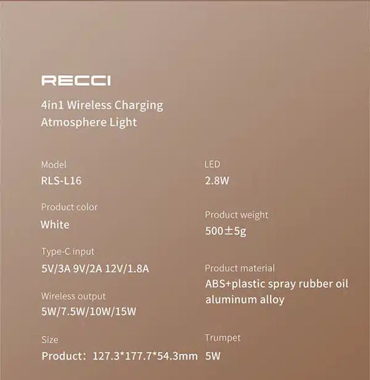 Recci 4 IN1 SPEAKER Wireless Charger RLS-L16