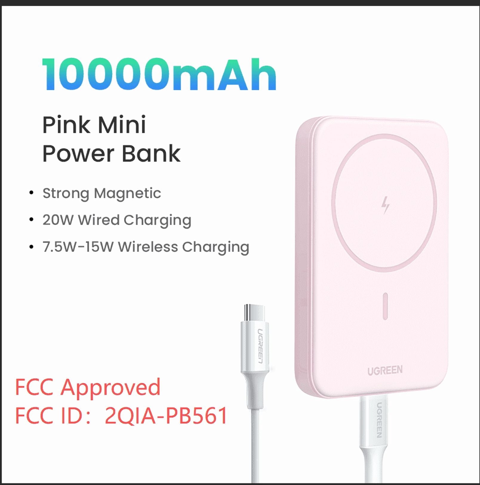 UGREEN Uno MagSafe Power Bank Pink 10000mAh
