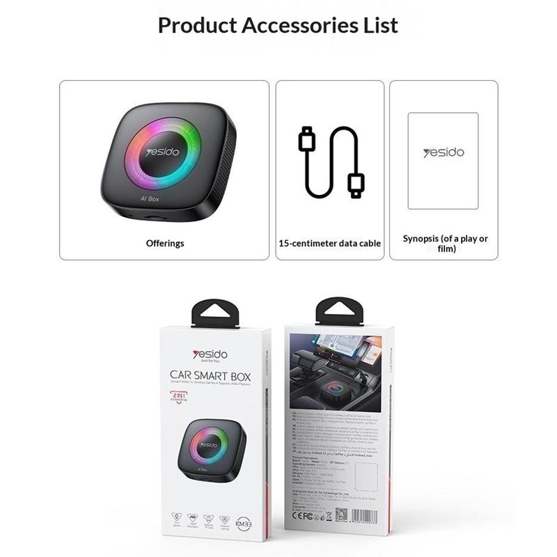 Yesido KM33 AI Box Android CarPlay Adapter - Black
