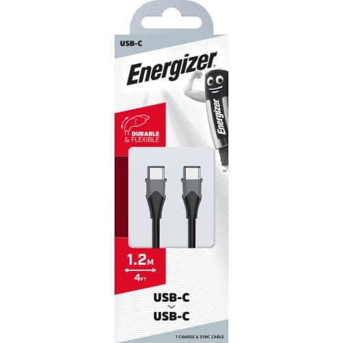 ENERGIZER TWO-TONE CABLE – USB-C/USB-C 2.0 – 1.2 M BLACK