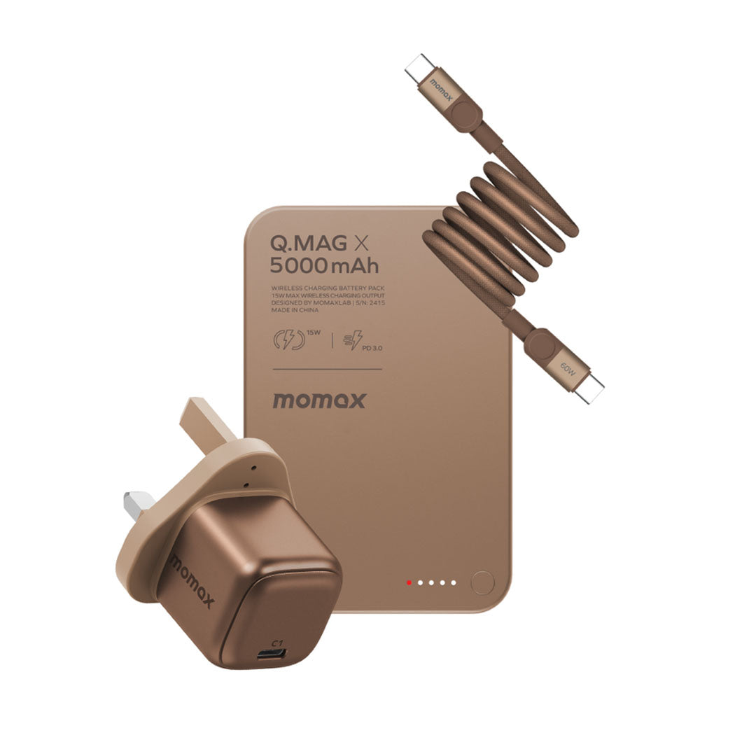 Momax Bundle Set - 30W GaN charger, Mag Link 60W cable and Q.Mag 5000mAh power bank